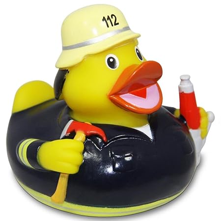 HC-Handel 916593 Vinyl Badeente Feuerwehrmann Gummiente 8 cm
