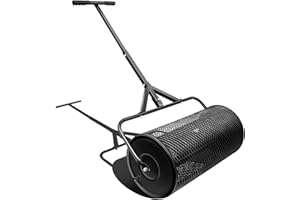 24 in Compost Spreader for Lawn Garden Yard Upgraded Hook Shaped Handle Moss Durable Lightweight for Planting, Seeding (Black