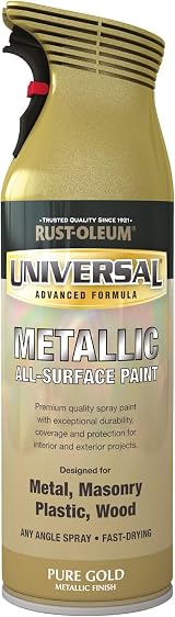 Rust-Oleum Universal Metallic Spray Paint Pure Gold 400ml 360° Any-Angle view 6