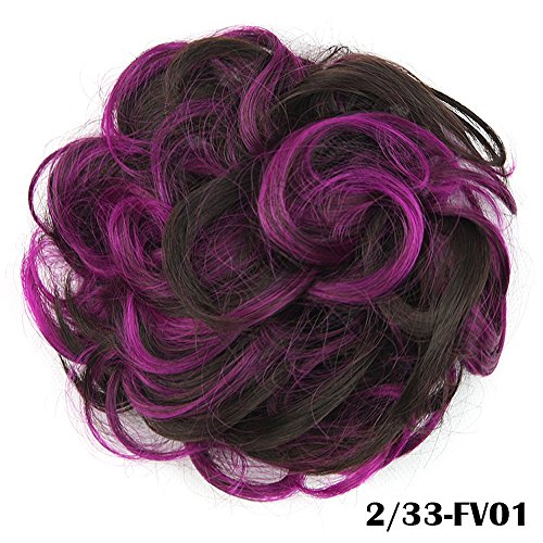 DENIYA Ladies Synthetic Curly Elastic MultiTonal Colored Hair Bands Hair Bun Extension