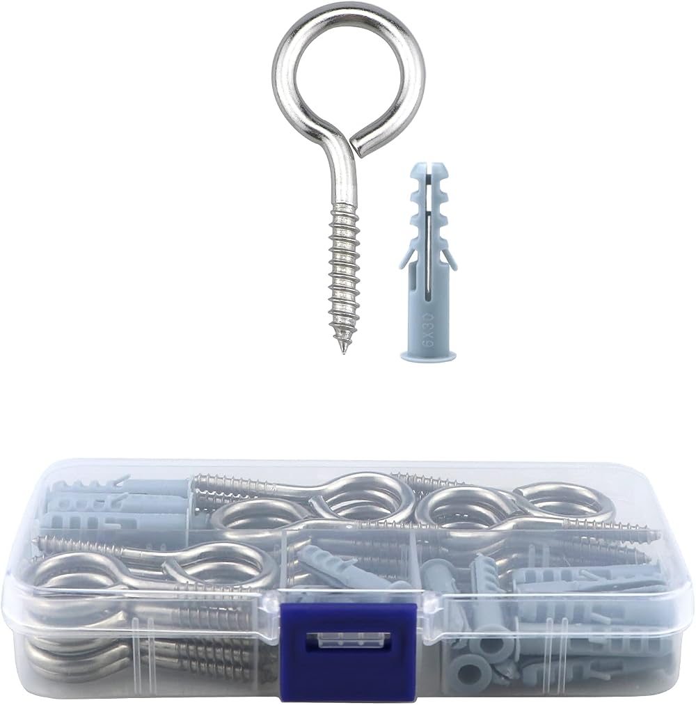 Lemiyoo 30x M4 Stainless Steel Eye Screws Hooks Heavy Duty Eyelet Bolts Wood