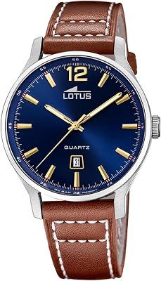 Montre Lotus pour Homme 18954/2 Classic Steel Boîtier en Acier Inoxydable Gris Bracelet en Cuir Marron