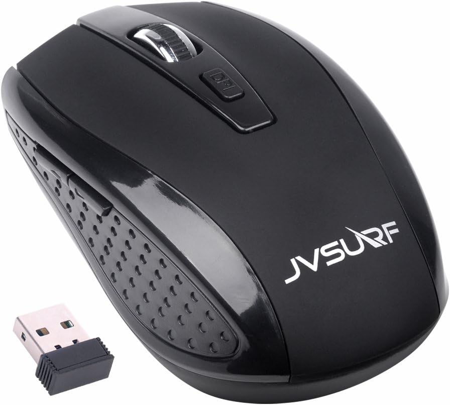 JVSURF Wireless Mouse for Laptop 2.4G Mobile Mouse Optical Mice Nano USB Receiver 6 Buttons 3 DPI Adjustable Levels