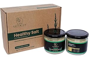 SaltWise Green Salt, Gourmet Chef’s Jar 2-Pack – 50% Less Sodium, Plant-Based Salt Substitute, 100% Dehydrated Salicornia (Se