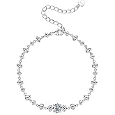 PROSTORY Moissanite Link Bracelet, 3.08cttw D Color VVS1 925 Sterling Silver Adjustable Dainty Flower Bud Design Bracelets for Women Wife Mom Birthday Jewelry Gifts