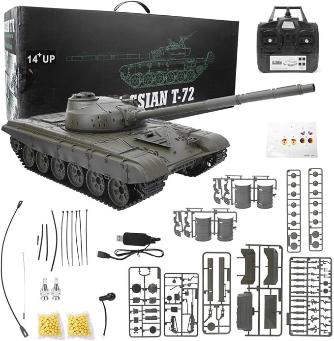 Remote Control Tank, 1/16 Scale 2.4G RC Russian T72 Tank Model USB