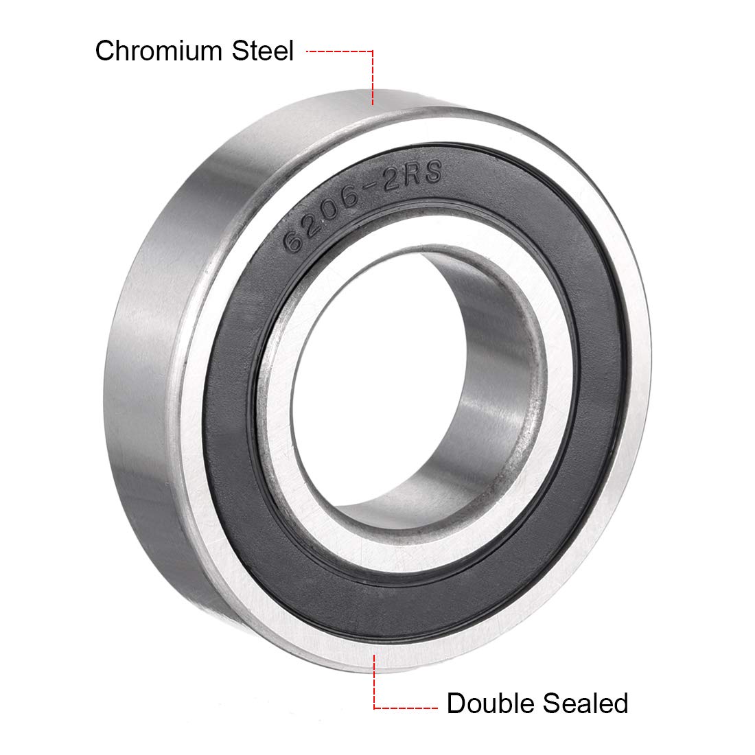 uxcell 6200Z 30mmx10mmx9mm Deep Groove Double Shielded Ball Bearings