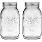 Ball Regular Mouth 32-Ounces Mason Jar with Lids and Bands (2-Units), Pack Of 2, Clear