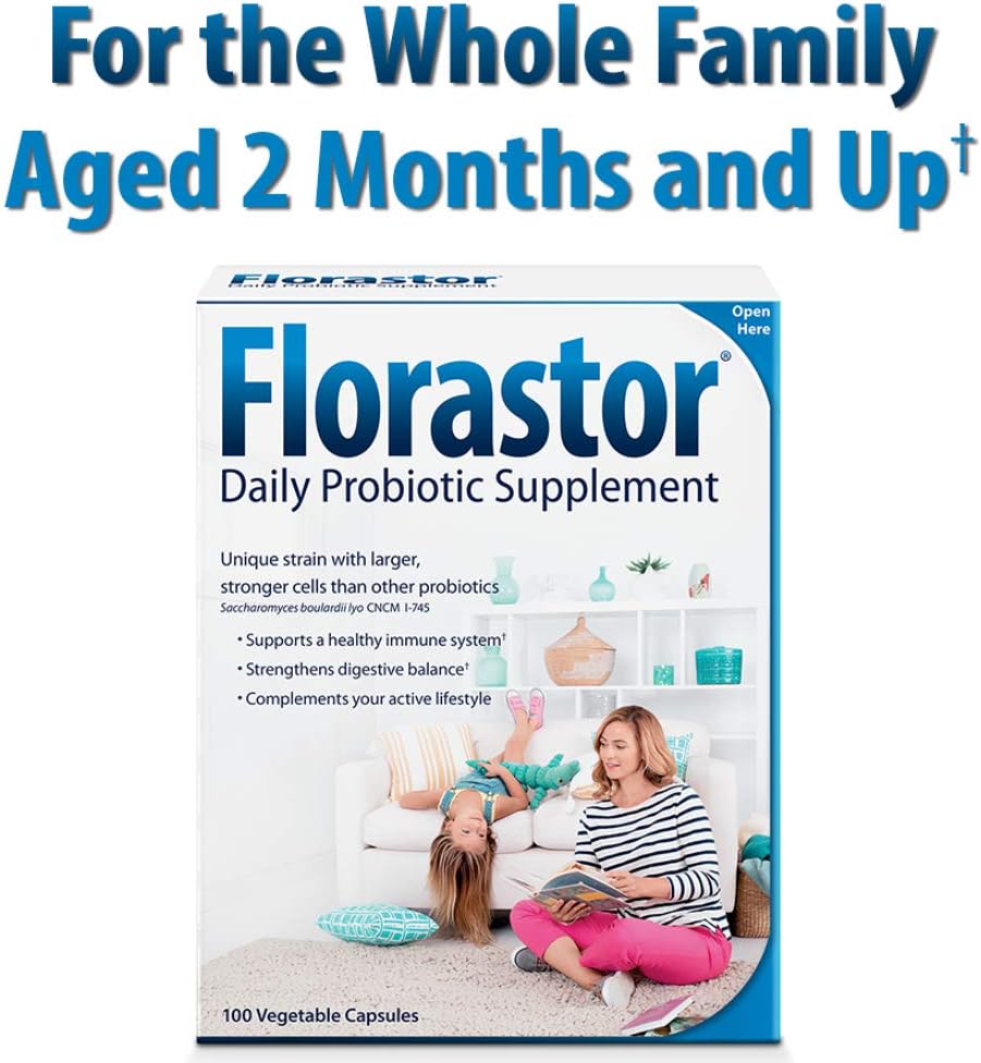 Florastor Daily Probiotic Supplement for Men & Women, 250 mg, 100 Capsules: Health & Personal Care