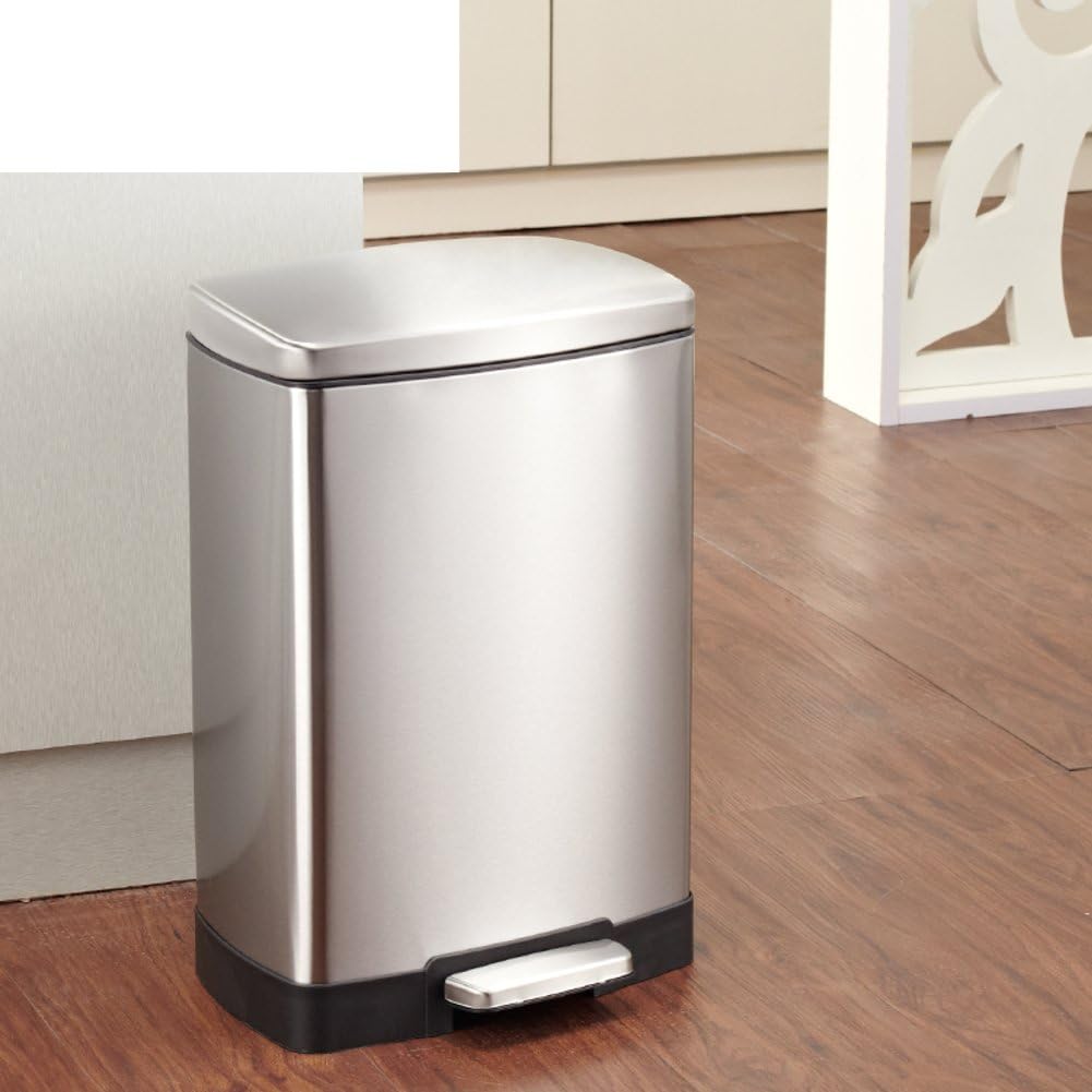 PEIISFUGB stainless steel dustbin pedal mute trash home kitchen garbage creative fashion trash and desk trash-A