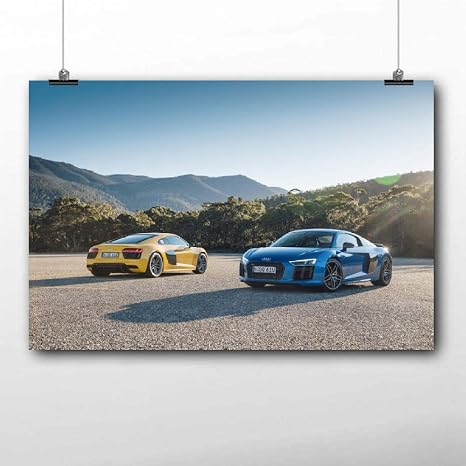 Amazon スーパーカーポスターr8スポーツカー車両壁紙キャンバスプリント壁の芸術の部屋の装飾24x36インチフレームなし赤 ウォールステッカー オンライン通販