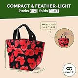 ECO CHIC Eco Chic Lightweight Foldable Insulated Lunch Bag Poppies Navy view 3