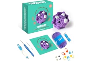 TWISBAY Crochet Kit for Beginners with Crochet Yarn - Triceratops Dinosaur Amigurumi Crochet Kit with Step-by-Step Video Tutorials for Adults and Kids