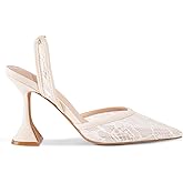 Lhamo Latso Slingback Mesh Mule Heels for Women with 3.75 Inches Heel