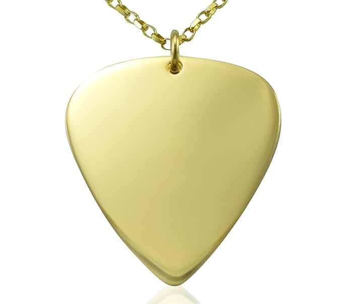 Solid 9ct Gold Guitar Pick Plectrum Pendant & Necklace Chain Jewellery