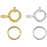 40 Pcs Necklace Bracelet Spring Clasps with Open Jump Rings Set 5mm Jewelry Connectors for Jewelry Making (5mm Gold and Silver Clasps)