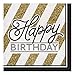 Creative Converting 317546 48 Count Paper Lunch Napkins, Happy Birthday, Black and Gold