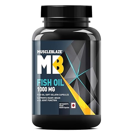 MuscleBlaze Omega 3 Fish Oil 1000 mg (180mg EPA and 120mg DHA) - 90 Softgels