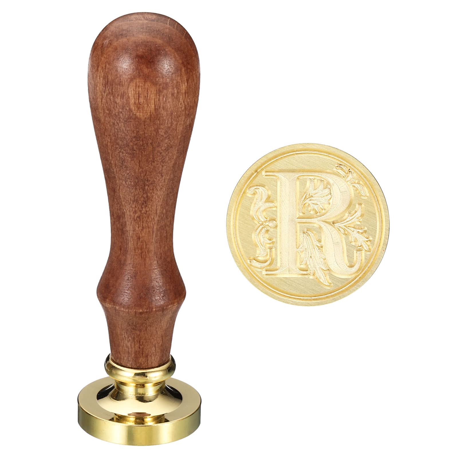PATIKIL Alphabet R Wax Seal Stamp, Initial Letter Sealing Wax Stamp Classic Retro Removable Brass Head Wooden Handle for Envelope Invitation Cards, Style 3