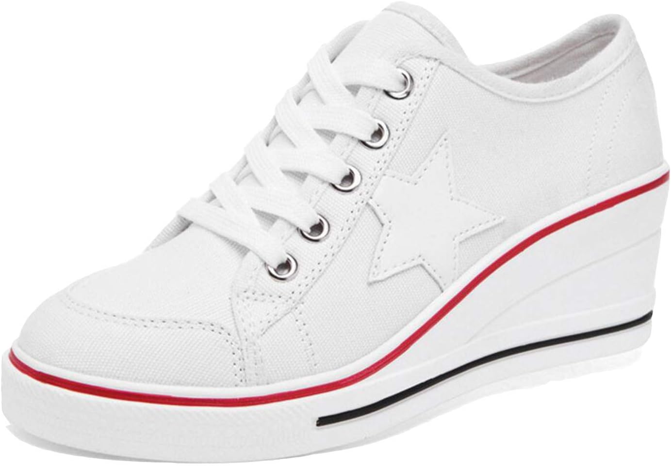 GFONE Women's Canvas Wedge Platform Trainers Pumps Sneakers Low Top Casual Shoes Size 2.5-8.5