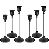 AUMAYCO Black Candlestick Holders Set of 6, Metal Taper Candle Holders, Classic Decorative Candle Stick for Christmas, Wedding, Party, Dinner Tables,Home Décor
