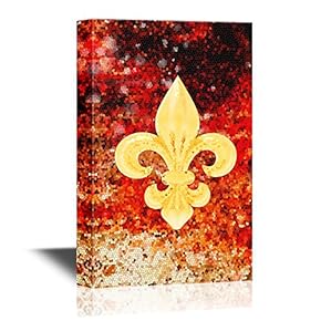 Fleur De Lis Flower on Abstract Red Flame Background