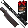 Survival Machete with Sheath for Cutting Trees Heavy Duty, Bushcrafting Machetes Camping, Clearing Brush Garden Sickle Machete for Yard Work, Land Management, Hunting and Outdoor.