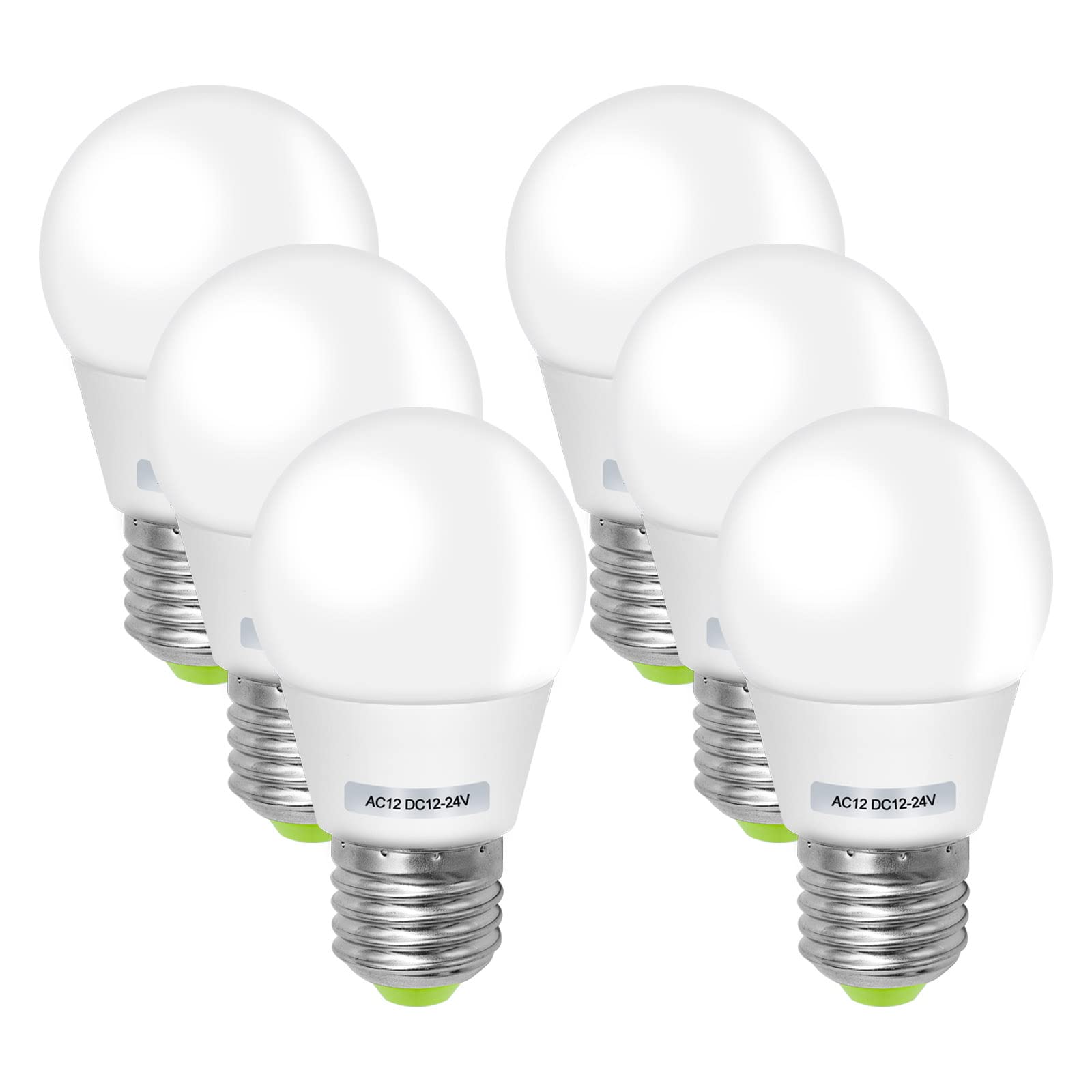 E27 LED Edison Bulb 3W Cool White for 12V Solar Lighting, Caravan, Boat, RV - Low Voltage AC/DC 12-24V (6 Pack) — image 1