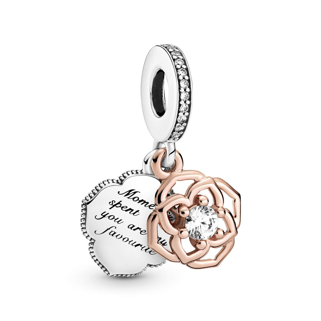 PANDORA ROSE 789373C01 Charm Pendant Two-Tone Rose