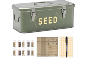 Orionstar Seed Storage Organizer, Metal Seed Saving Box with Lid, 30 Slots, 4 Compartments with Safety Locks, Includes 30 See