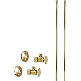 Westbrass A105KBN-01 5/8" x 3/8" OD x 20" Bullnose Riser Supply Line Kit with Round Handle Angle Supply Shut Off Valve for Fa