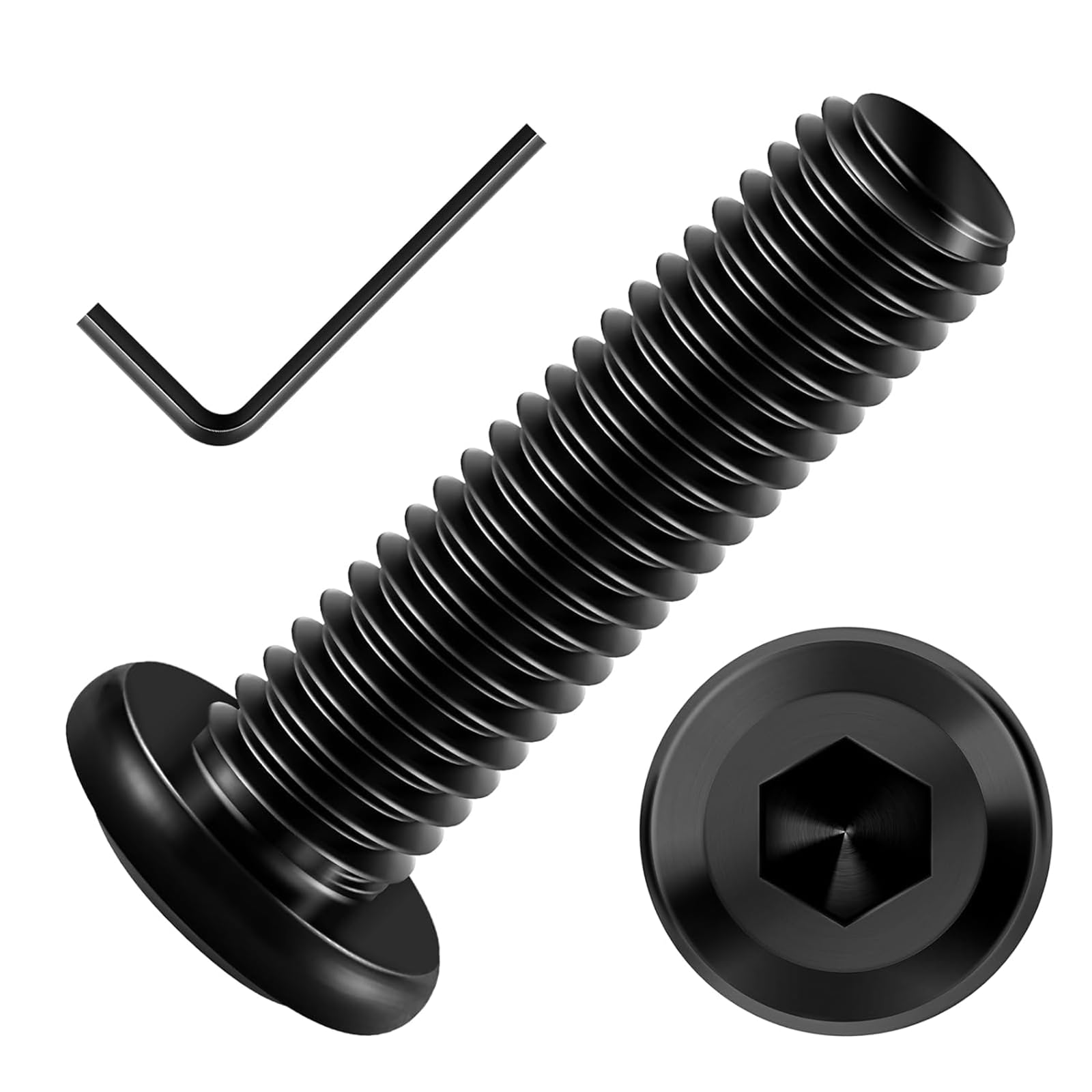 20PCs M8 x 30 Flat Head Screws, Hexagon Socket, Stainless Steel A2 V2A, Full Thread Black Oxide with Hex Key โ image 1