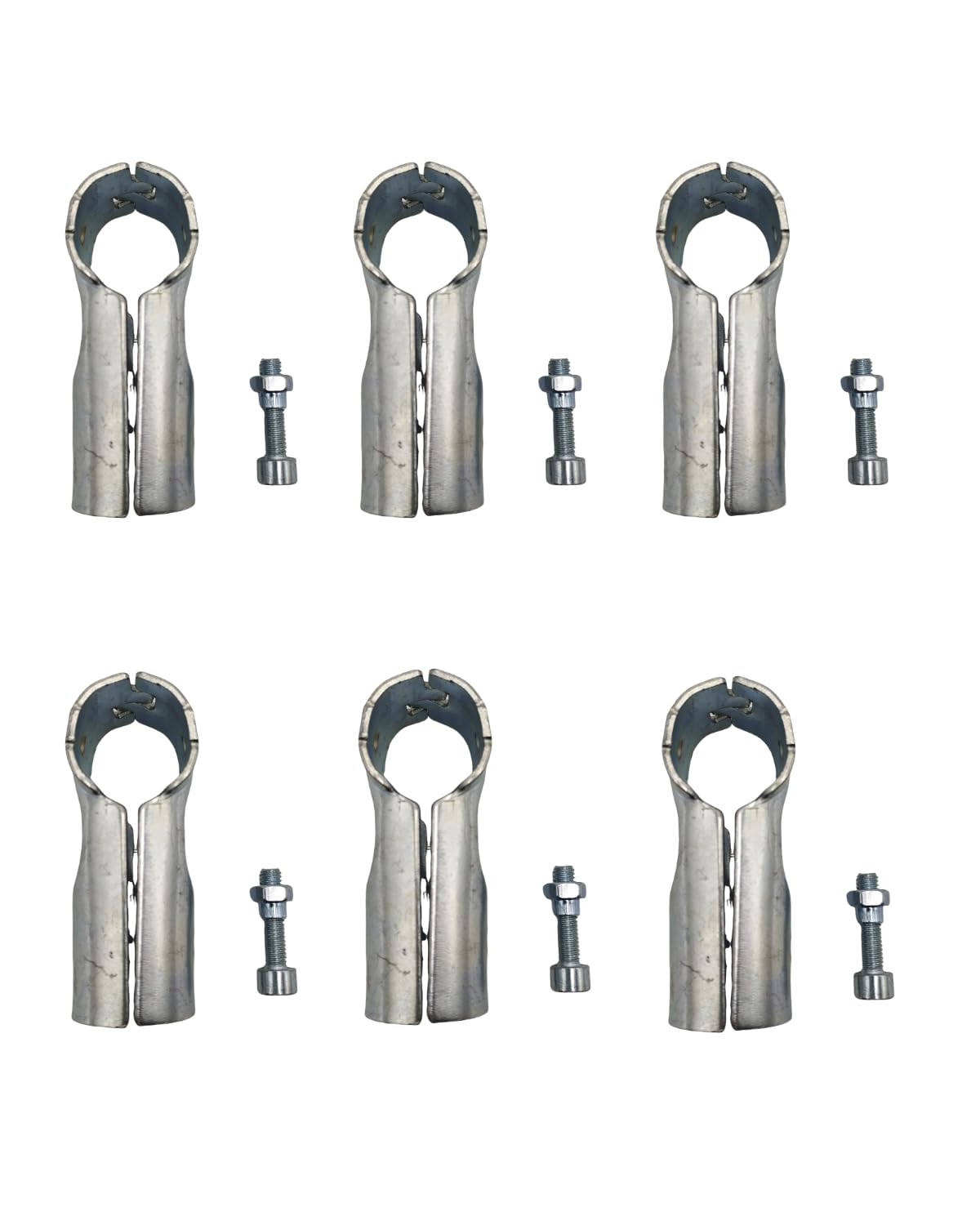 Photo 1 of 6 Pcs T Clamps Pipe Connector, End Rail T Clamp,Metal Clamp Fittings,1" O.D. 25.4 mm,Galvanized Steel Chain Link Fence, Bolts and Nuts Included