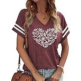 Halloween Shirts for Women V Neck Fall T Shirts Autumn Pumpkin Graphic Tee Thanksgiving Tops