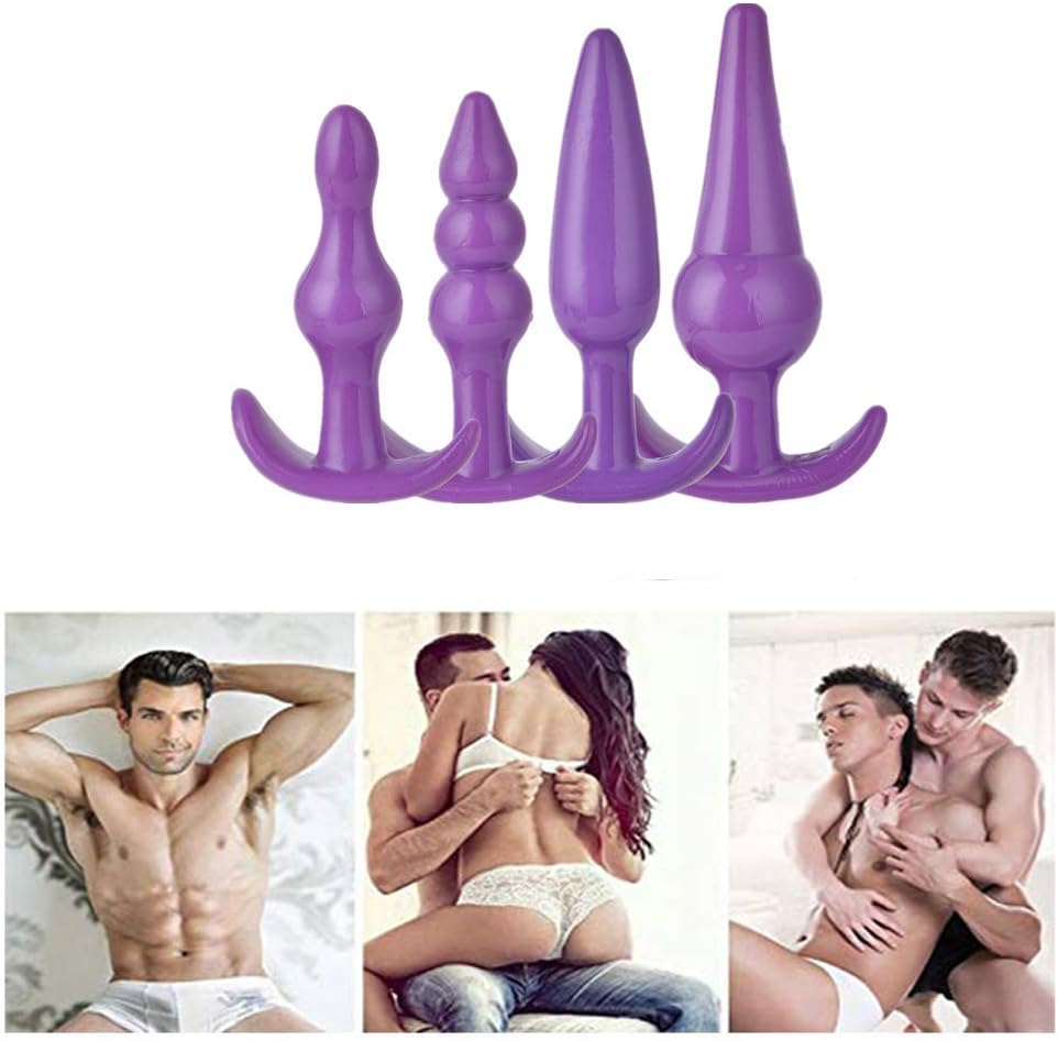 Amal Training Plugs T-Shirt 4Pcs/Set Anales Trainer with T-bar Base - Amal Plug Beginner Starter Kit Toys for Women and Men Purple by Larben