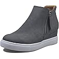 ZBYY Women's Hidden Wedge Sneakers Fashion Side Zipper Wedge Shoes Platform Sneakers Booties Casual Shoes