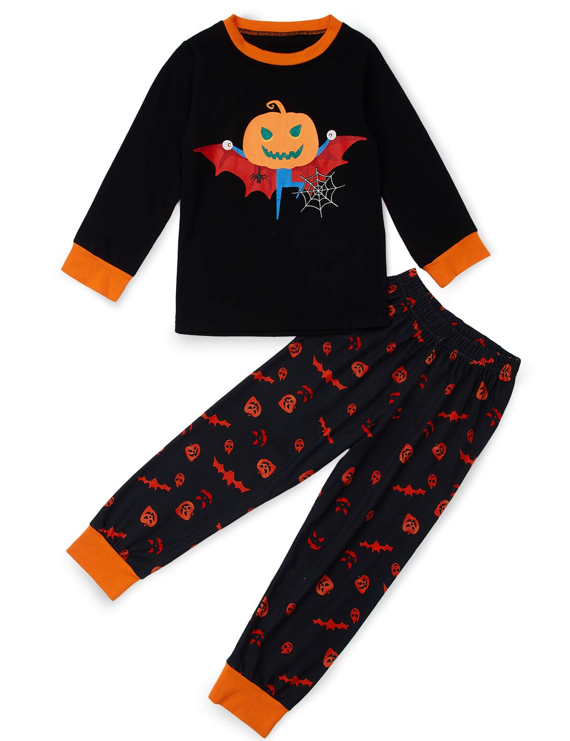 5 Baby Boy Unisex Cushaw Style Masquerade Pajamas Sets Long Sleeve Nightshirt Autumn Orange Two Piece 4t