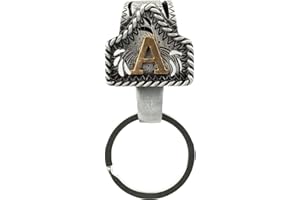 XZYLY Vintage Western Cowboy Letter Keychain,Handmade Metal A-Z Initial Key Chain Clip,Personality key holder for Pocket&Bag