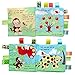 SPIEL Activity Fabric Soft Baby Cloth Books Crinkle Squeak Sound Sensory Interactive Educational Toys for Infants Toddlers Kids - 4 Packs Set
