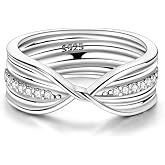 LAZA 925 Sterling Silver Classic Bow Ring for Women in Sterling Silver with Clear Cubic Zirconia Ribbon Bow Ring Cute Round Size 9
