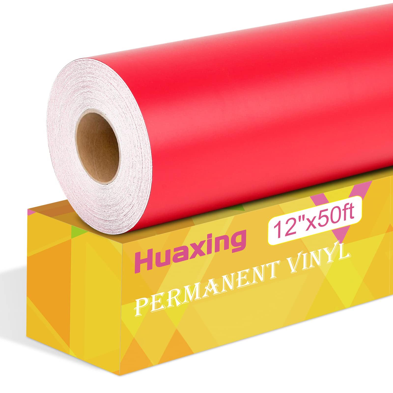 Photo 1 of Huaxing Matte Red Permanent Vinyl, 12" x 50FT Permanent Adhesive Vinyl Roll for All Cutting Machines, Signs, Craft Die Cutters