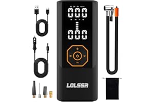 LOLSSA Tire Inflator Portable Air Compressor-Air Pump 150PSI Cordless Electric for Car, Motorcycle, Bike, Ball, with Tire Gauge Pressure, Dual-Use Type (Orange)