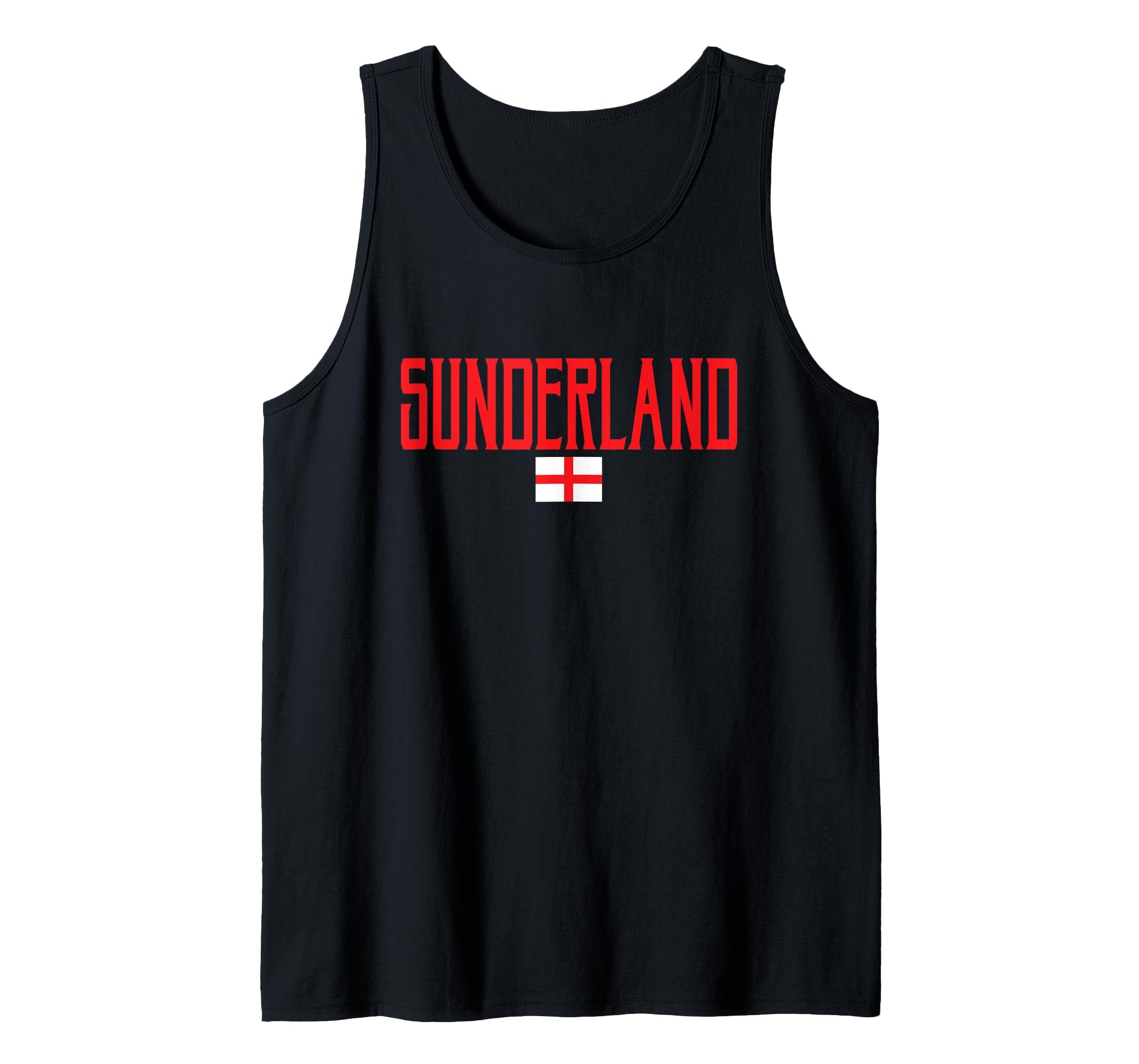 Sunderland England Flag and Red Text Tank Top, Men, Black, Large