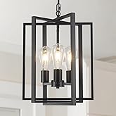 Webfkh Black Farmhouse Modern Chandelier Light Fixture for Dining Room, 3 Light Rustic Kitchen Island Metal Pendant Hanging, 