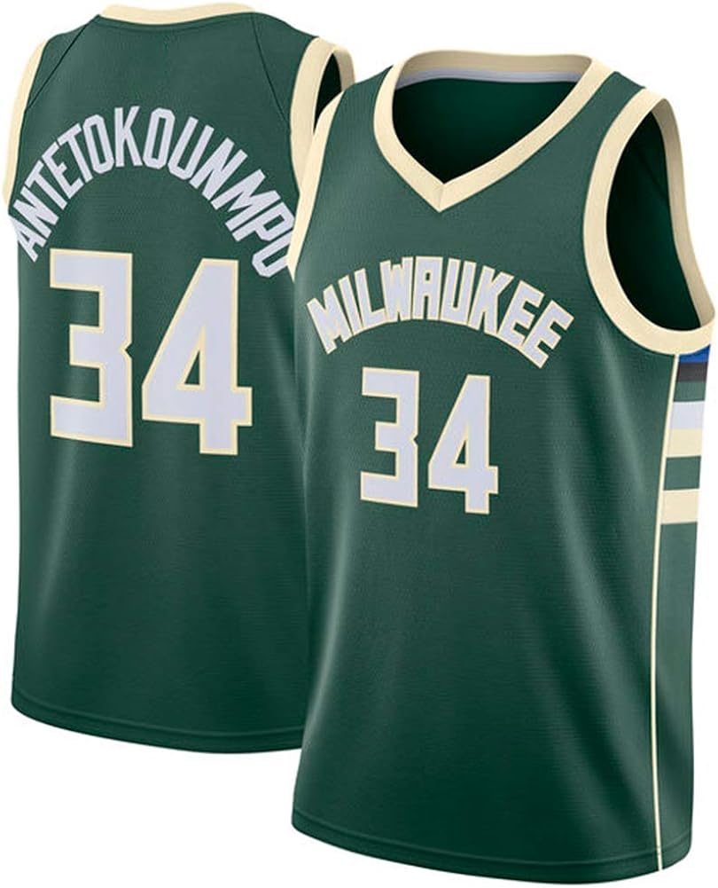 YIXUAN Herren Trikot Jersey Milwaukee Bucks #34 Giannis ...
