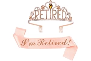 JETKONG Retirement Party Decorations Retired Tiara/Crown, Retired Sash for Women Retirement Gifts, Retirement Party Supplies, Gifts, Favors (Rose Gold)