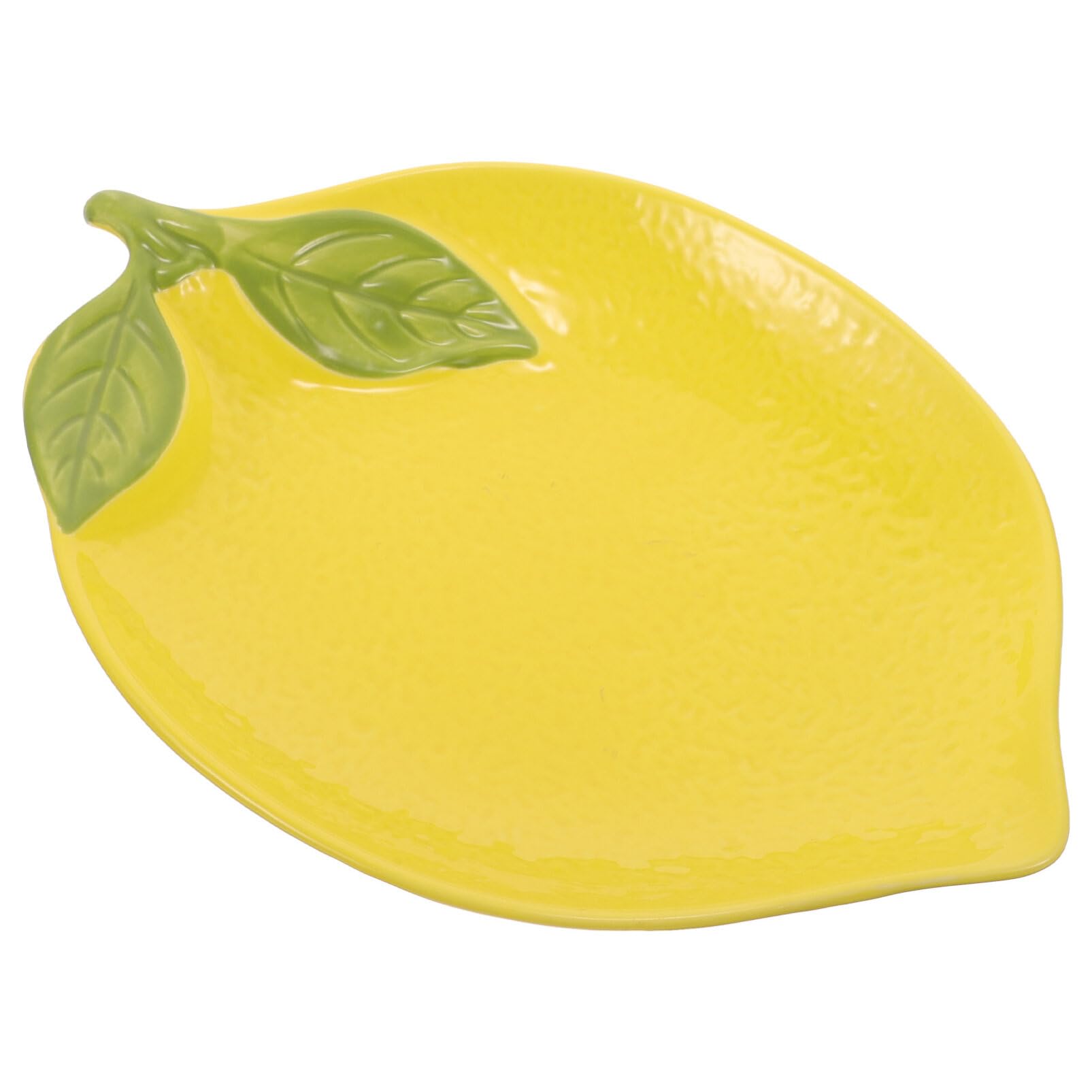 IMIKEYA Ceramic Snack Fruit Plate Lemon Shaped Appetizer Plates Cute 3D Cartoon Salad Dessert Plate Kitchen Foods Serving Bowl for Cake Candy Nut Cheese