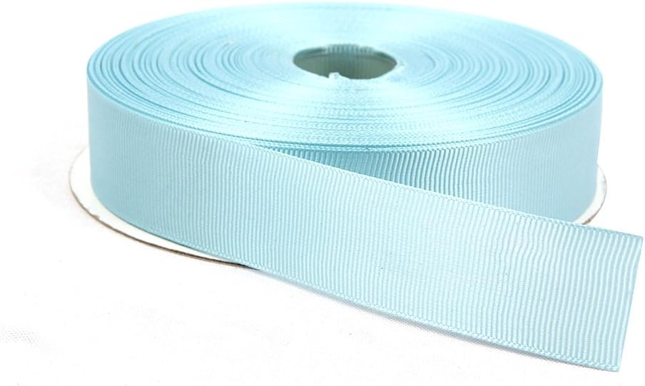 Topenca Supplies 1 Inch x 50 Yards Double Face Solid Grosgrain Ribbon Roll, Baby Blue