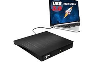 Gotega External DVD Drive, USB 3.0 Portable +/-RW , DVD Player for CD ROM Burner Compatible with Laptop Desktop PC Windows Linux OS Apple Mac Black