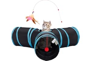 Tempcore Pet Cat Tunnel Tube Toys 3 Way Collapsible, Tunnels for Indoor Cats，Kitty Bored Peek Hole Toy Ball Cat, Puppy, Kitty